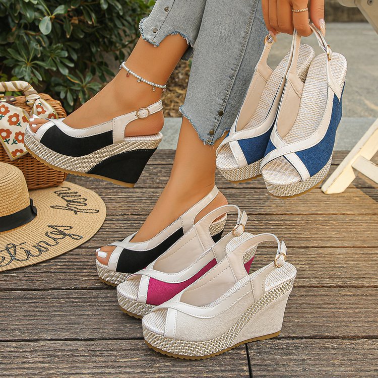 Plus-size Fish-mouth Wedge Sandals With A Designer-inspired Thick Sole foto 2
