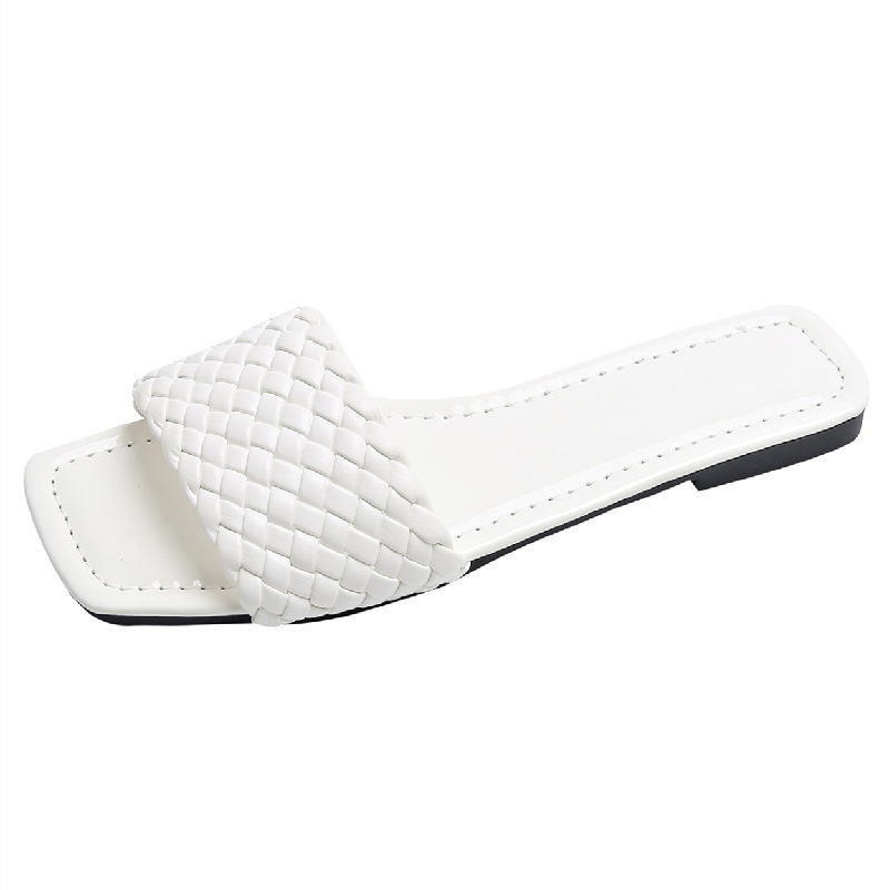 One-word Internet Celebrity Square Toe Flat Heel Women's Slippers foto 2