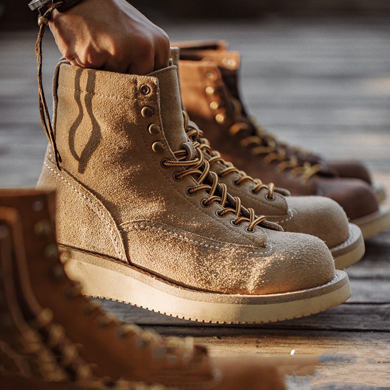 Retro American Mid-top Suede Leather Boots foto 5
