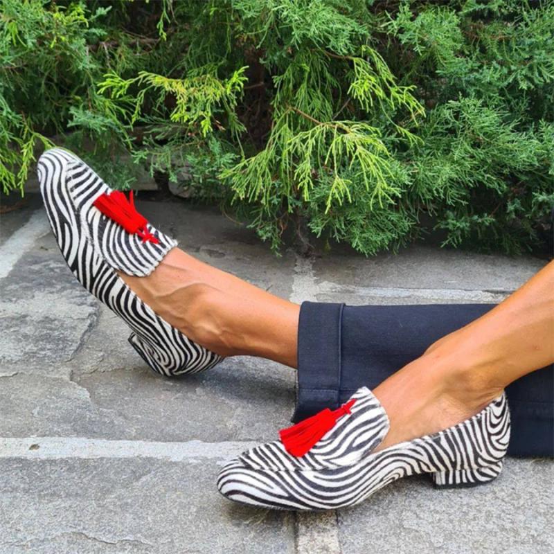 Spring And Autumn Tassel Low Heel Round Head 40-43 Low-cut Plus Size Leopard Print Casual Loafers foto 5
