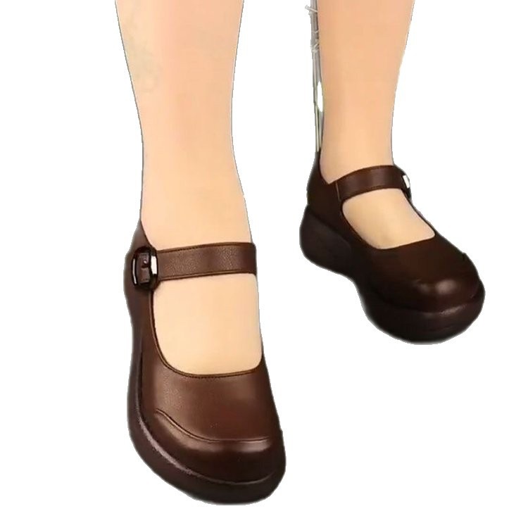Women's Soft Leather Thick-soled Low-cut Shoes foto 2