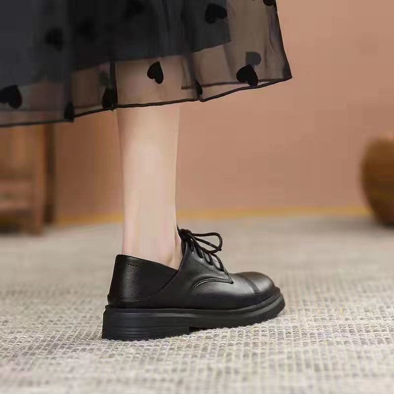 Slimming Low Heel British Leather Shoes Women foto 2