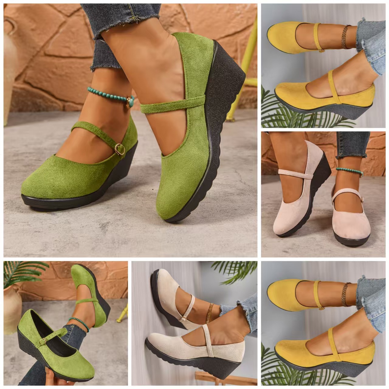 Solid-color Thick-soled Low-cut Comfortable Suede Round-toe Womens Shoes foto 2