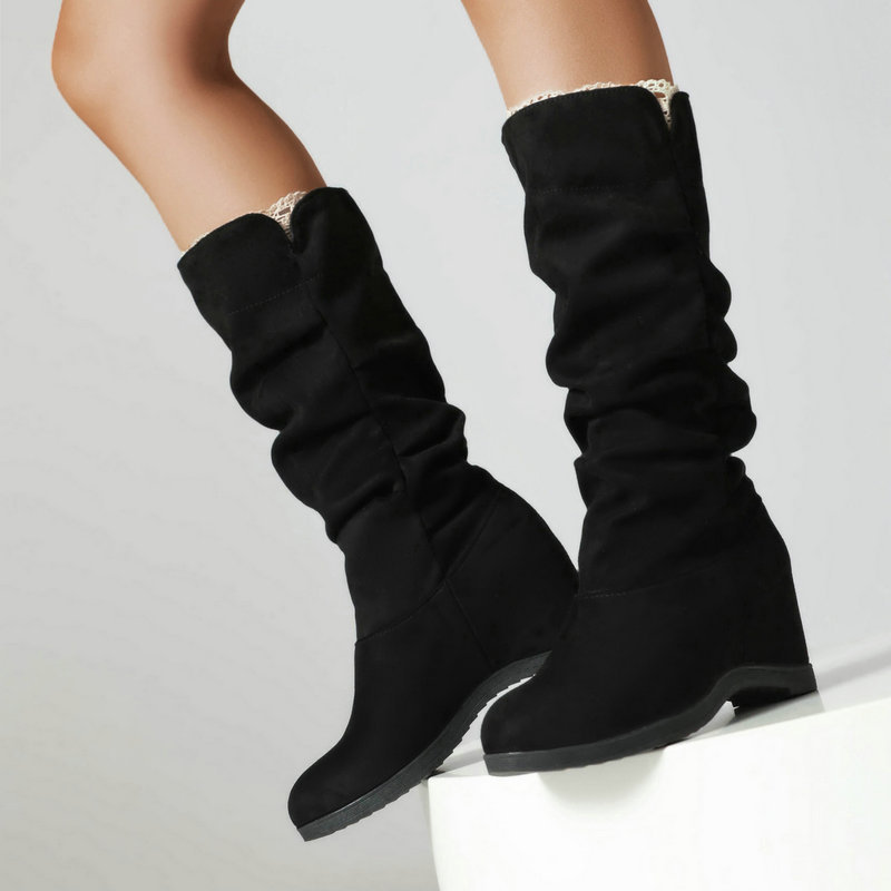 Women's Suede Fabric Platform High-top Boots foto 5