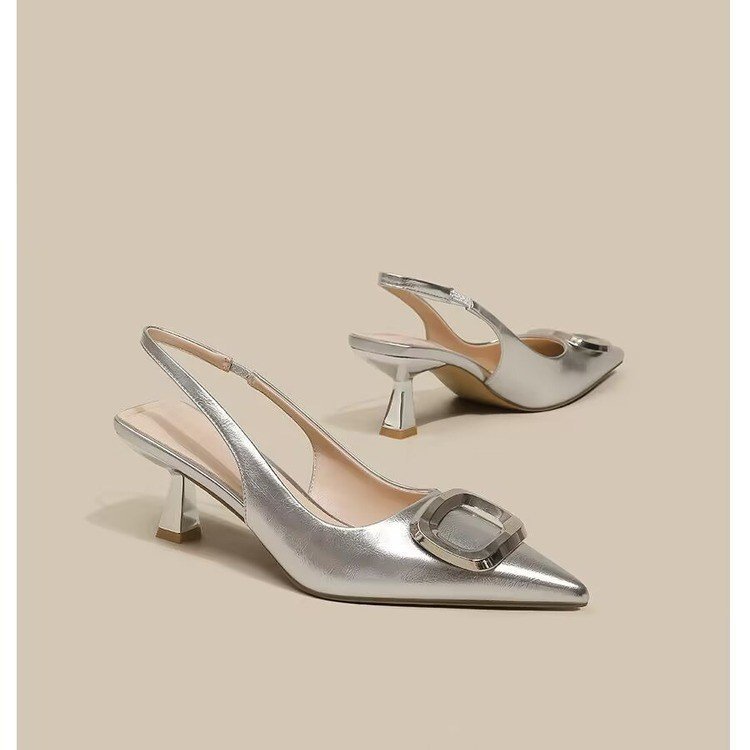 Pointed Toe Classy High Heels High-grade French Square Buckle foto 5