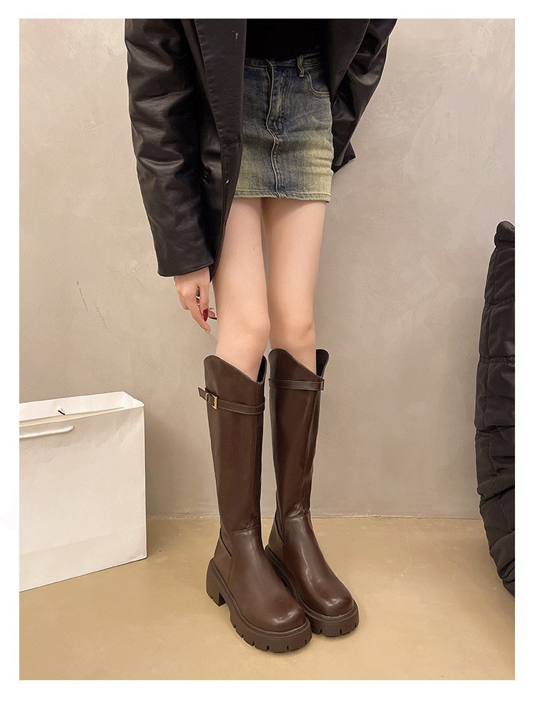 New Versatile Casual Chunky Heel High Boots foto 4