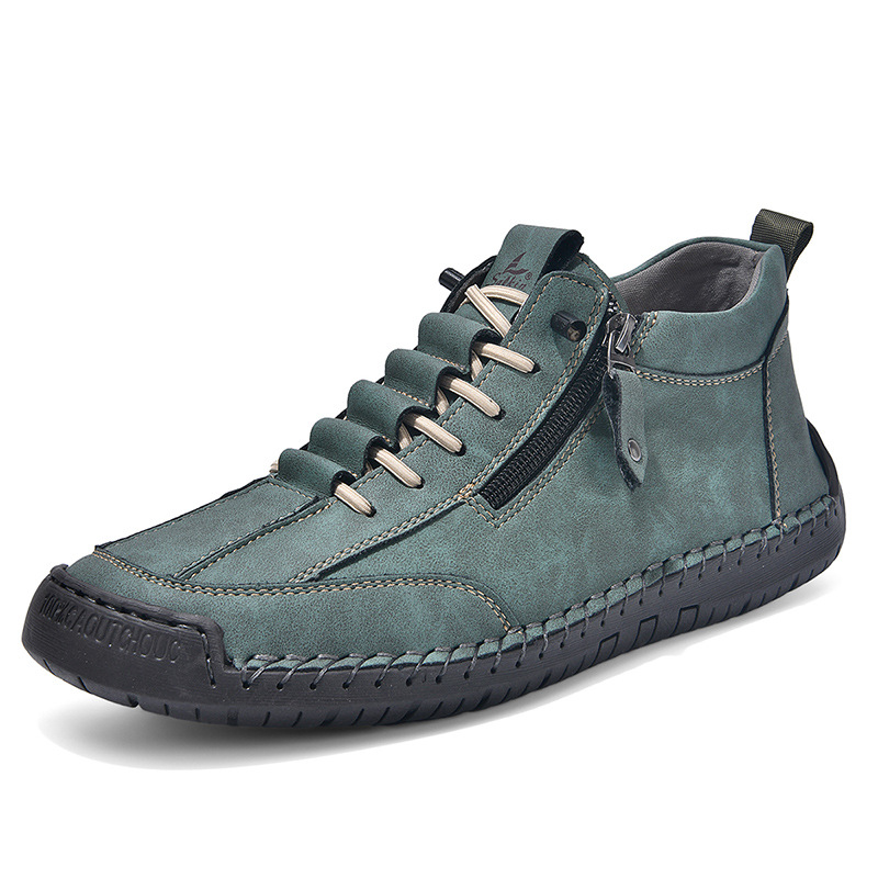 Men's Casual Leather Shoes Retro High Top foto 3