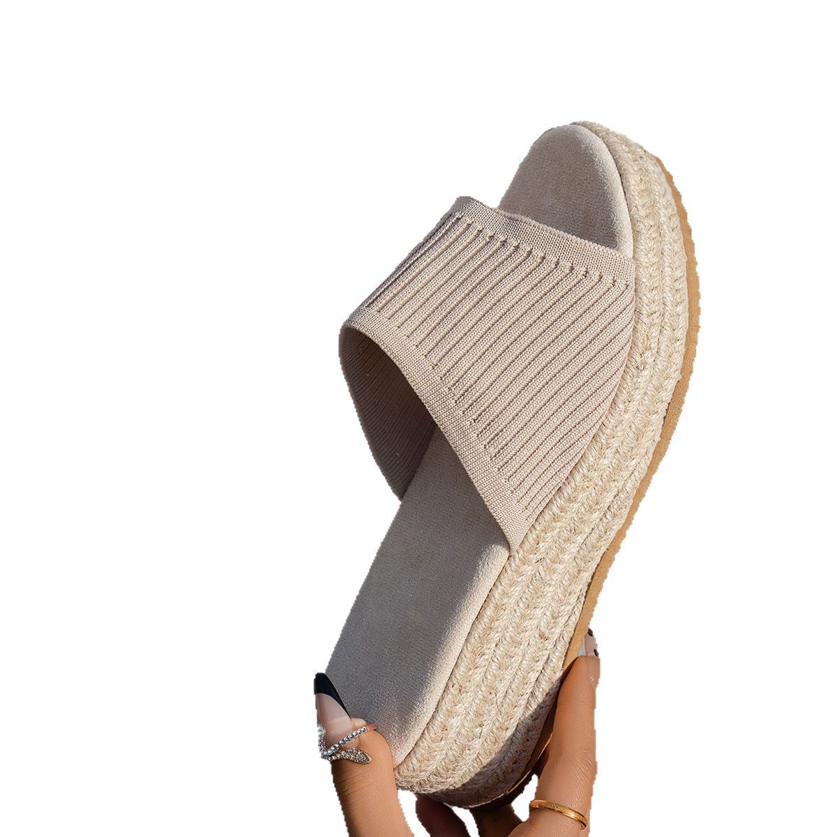 Women's Roman Style Rattan And Straw Woven Sandals foto 2