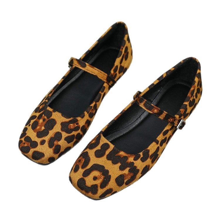 Plus Size Leopard Print Buckle Shoes Female Suede All-matching foto 5
