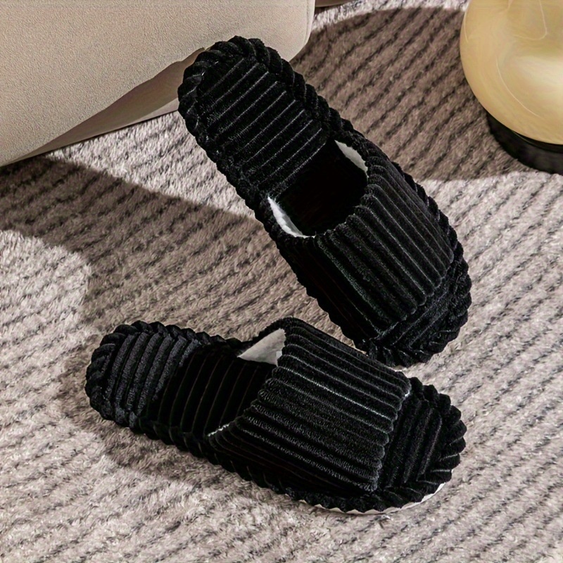Men's Corduroy Striped Open Universal Indoor Corduroy Slippers foto 5