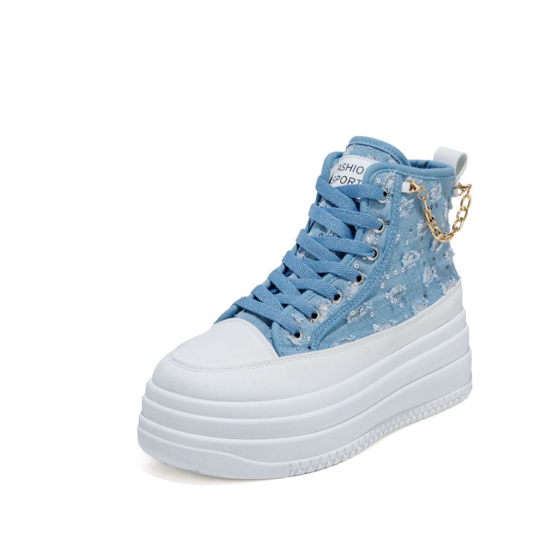 Denim Fashion Womens Casual Chain-Strap Shoes foto 5