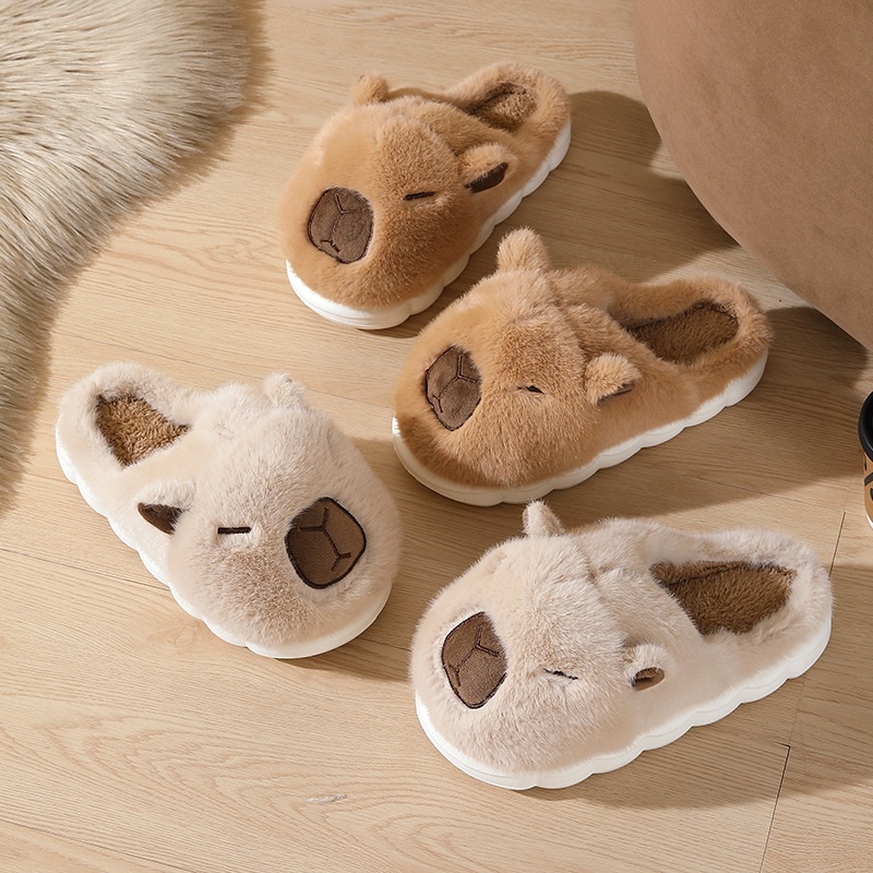 Family Of Three Plush Home Shoes Parent-child Winter Cute Capybara foto 2