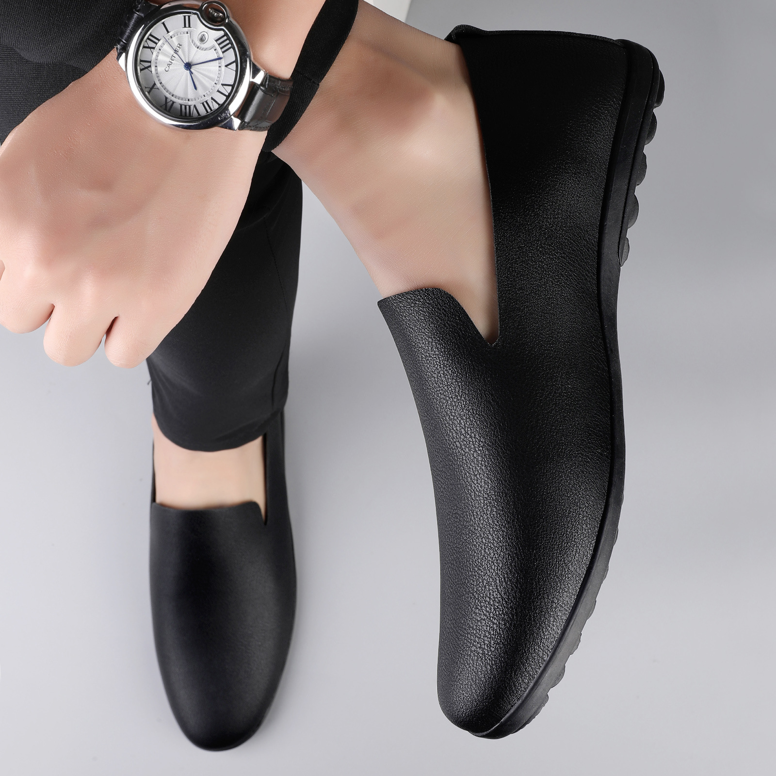 Men's Casual Leather Shoes Fashion Soft Gommino Low Top foto 2