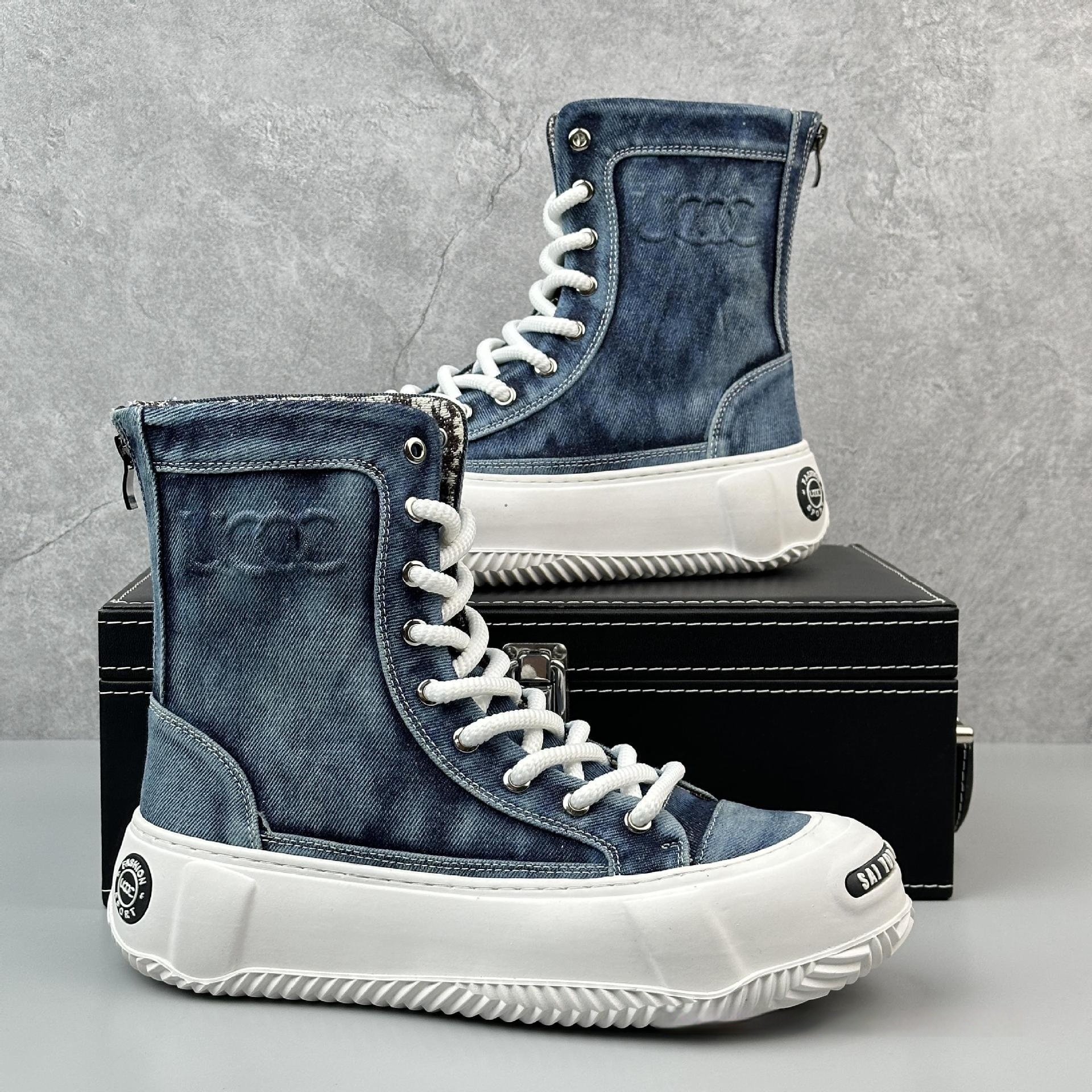 High-top Canvas Boots Fashionable All-match Fashion Boots Men foto 4