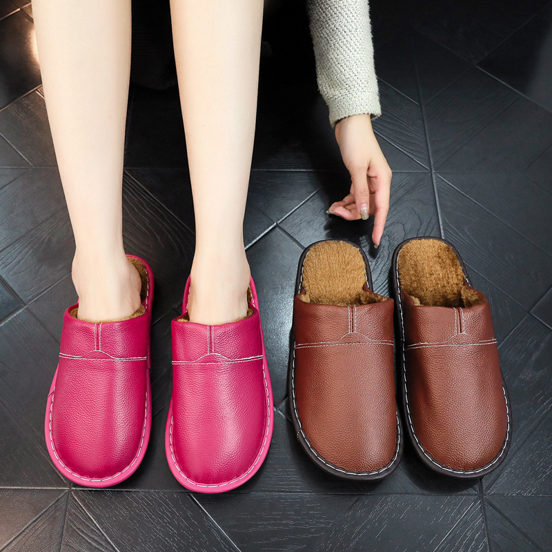 Winter Indoor Leather Slippers For Home Use Non-slip For Indoor Floors foto 5