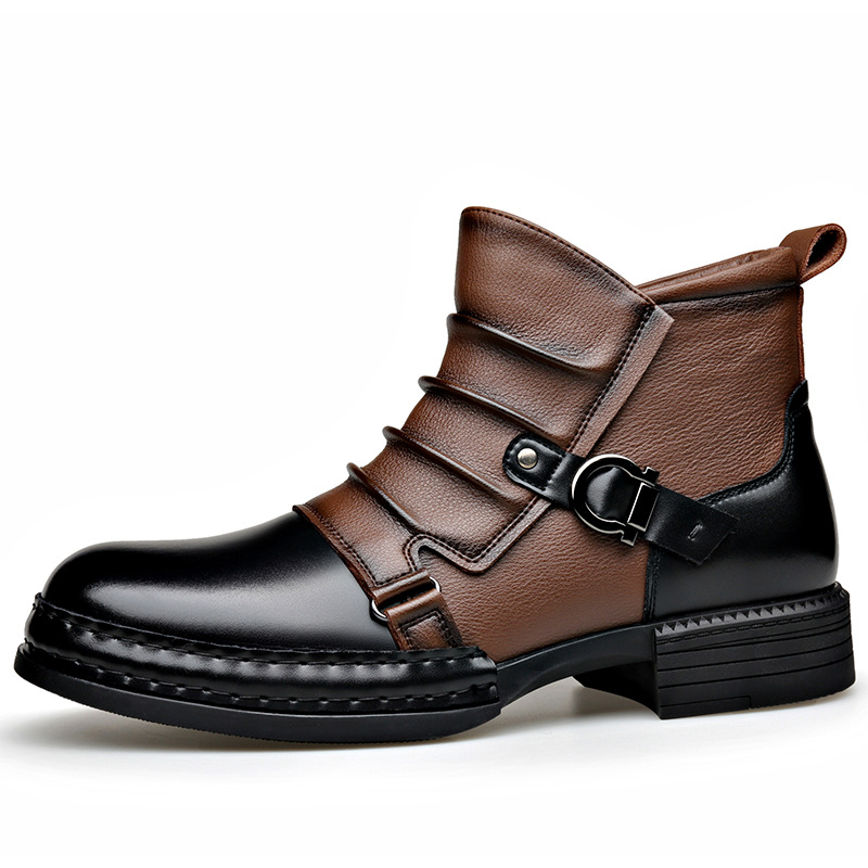 Mens British-style Retro Fleece-Lined Thermal Boots With Side Zipper foto 4