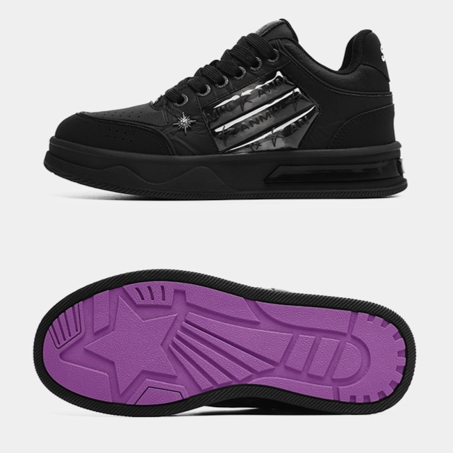 Couple's Black All-match National Fashion Platform Star Pattern Sneakers foto 5