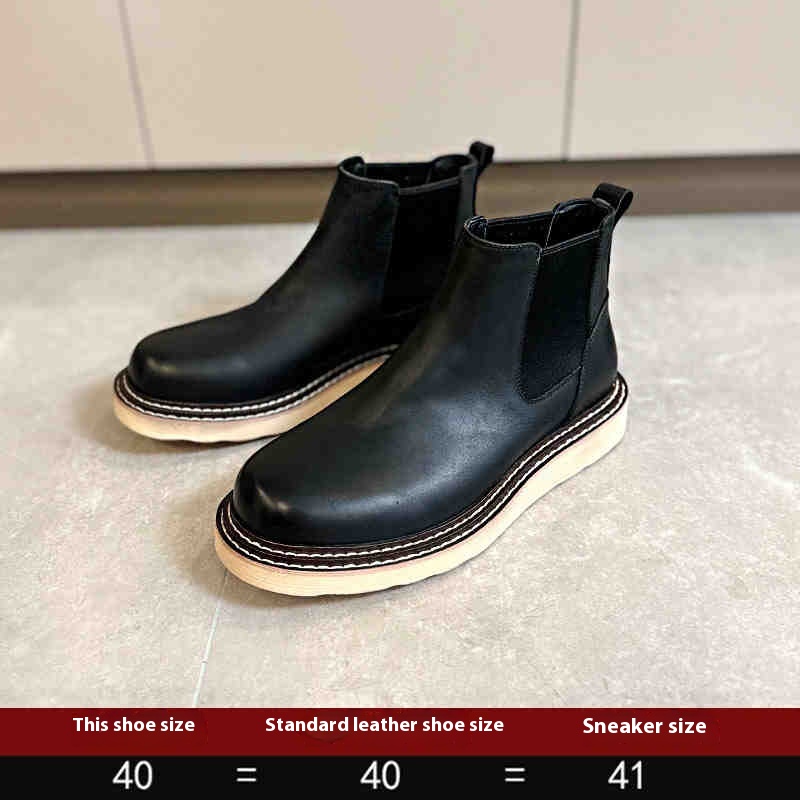 Men's Leather Platform High-top Leather Shoes Martin Boots foto 5