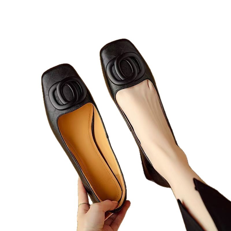 Super Soft Sheepskin Shallow Mouth Flat Bottom Comfortable Women's Shoes