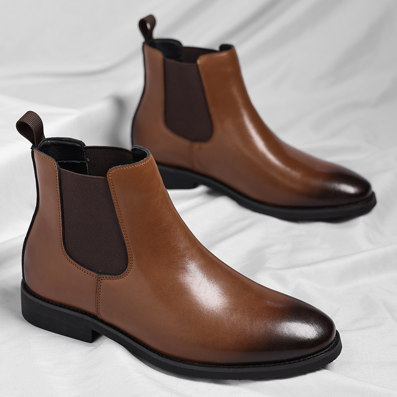 British Retro Chelsea Men's Fleece-lined Leather Boots foto 4