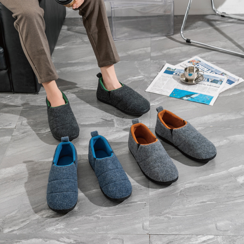 Solid Color Bag Heel Men's Cotton Slippers Rubber Sole Warm Shoes foto 4