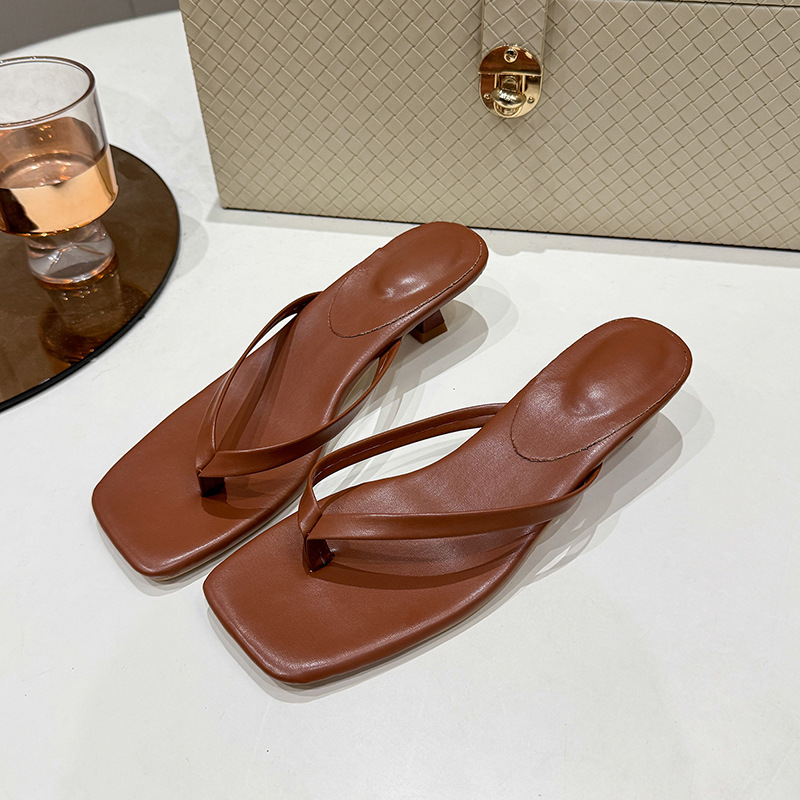 Womens Square-toe Flip-flop Beach Sandals foto 5