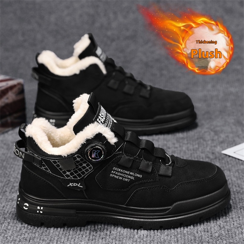 Casual Rotating Button Plus Velvet Men's Shoes foto 2