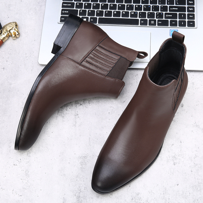Men's Chelsea Boots Retro British Pointed High-top foto 3