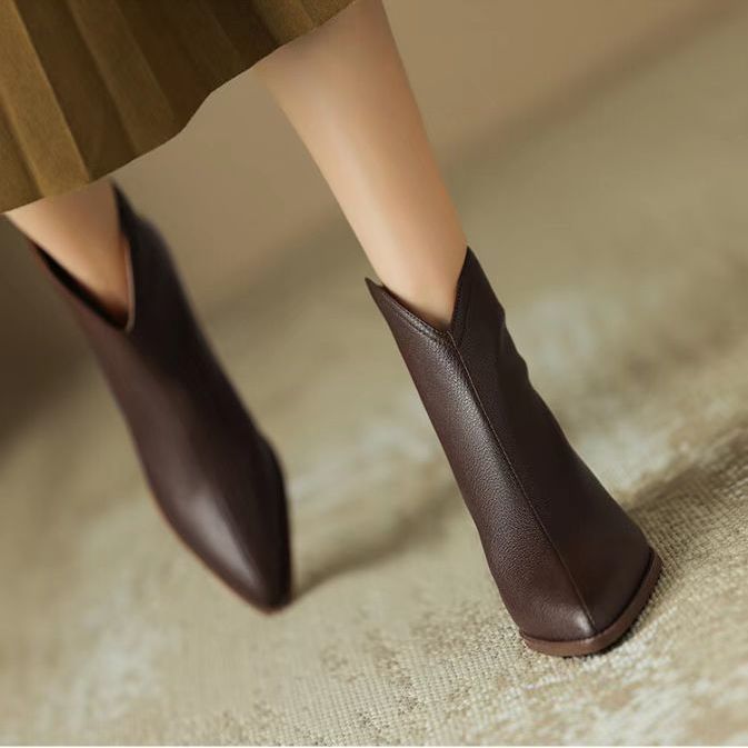 Brown French Short Boots For Women Spring And Summer foto 3