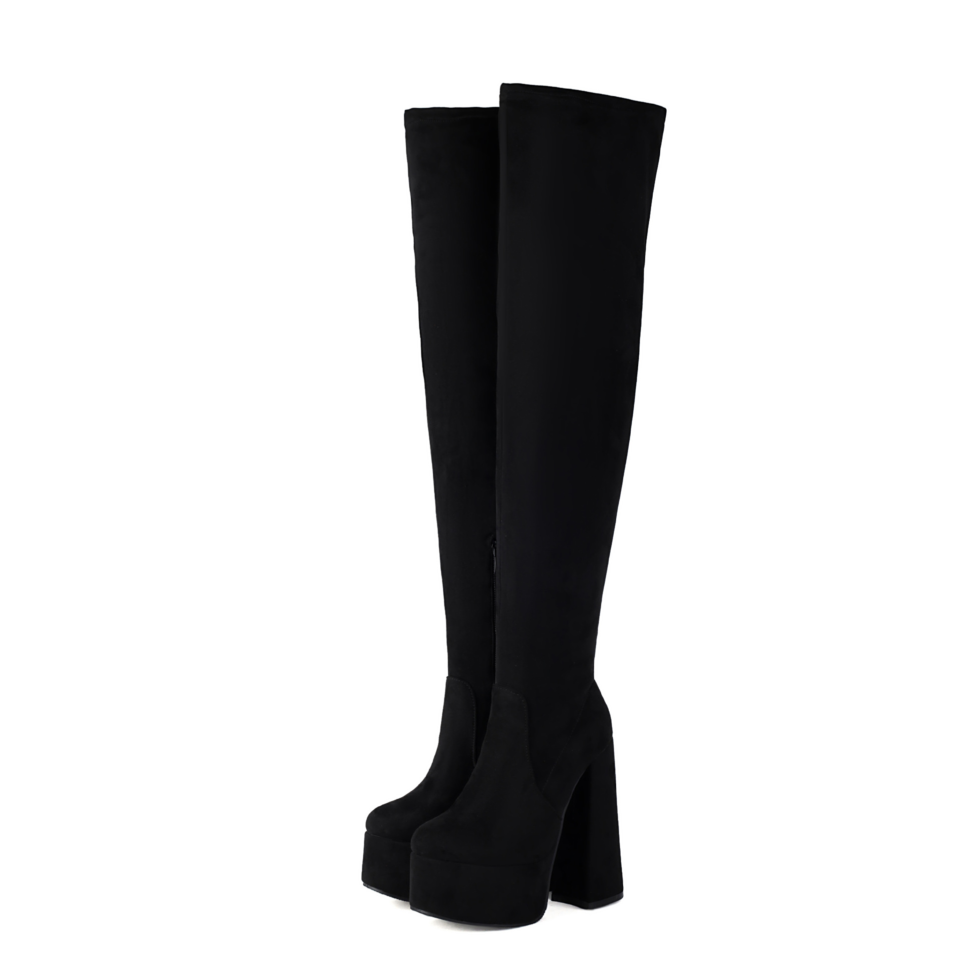 High-heeled Pointed-toe Waterproof Platform Boots With Chunky Heels foto 3