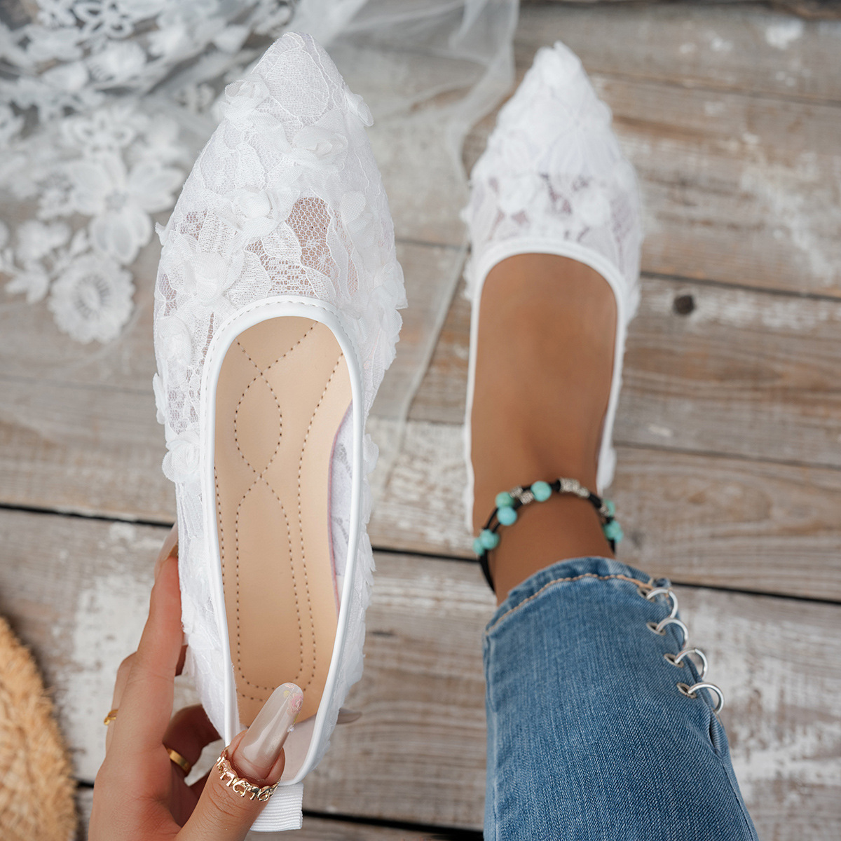 French-style Fairy Outerwear Summer Chic Pointed-toe Flat Casual Shoes foto 2