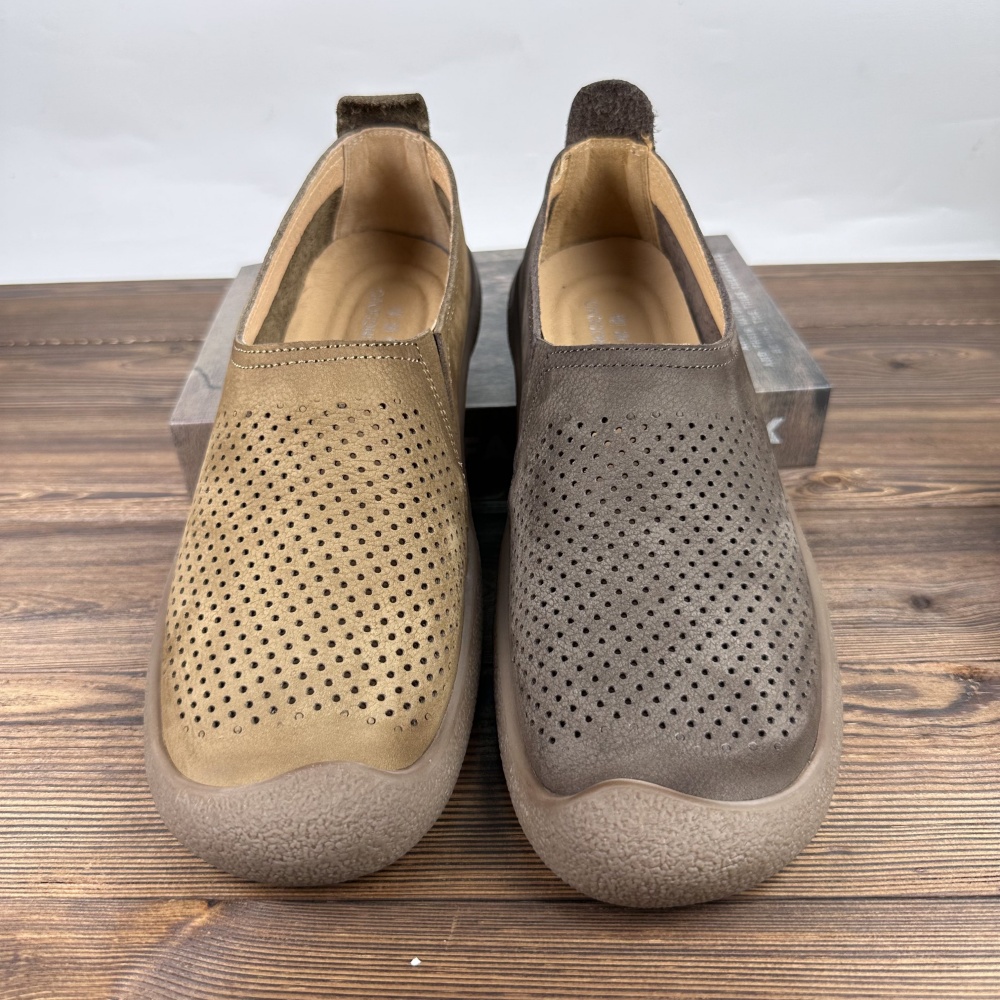 Hollow Out Leather Men's Shoes Breathable Soft Bottom Casual Shoes foto 3