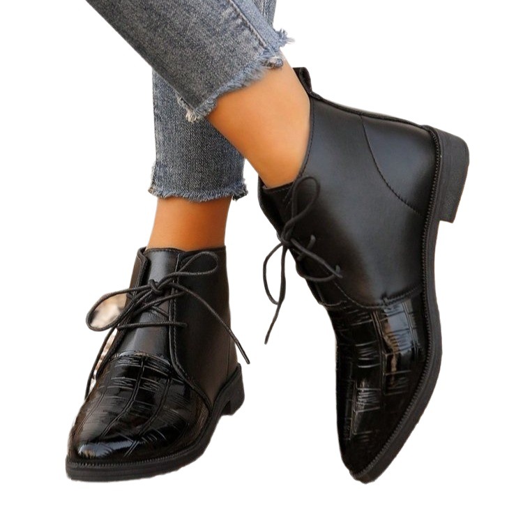 Retro Pointed Fashion Ankle Boots Women Flat Low Heel foto 3