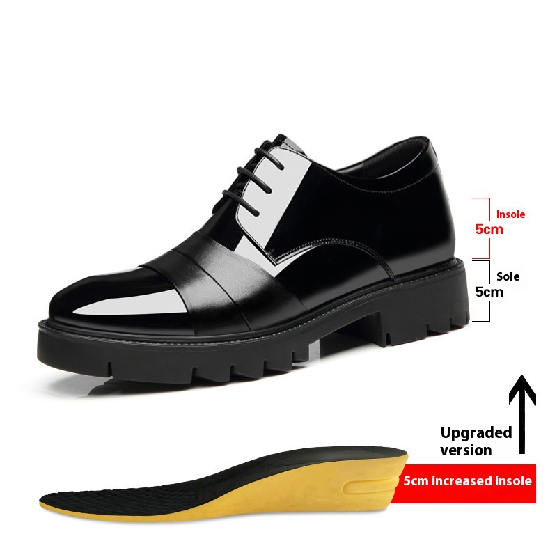 Height Increasing Insole 10cm Men's Business Formal Wear Paint Bright Leather 8cm Platform Height Increasing Shoes foto 2