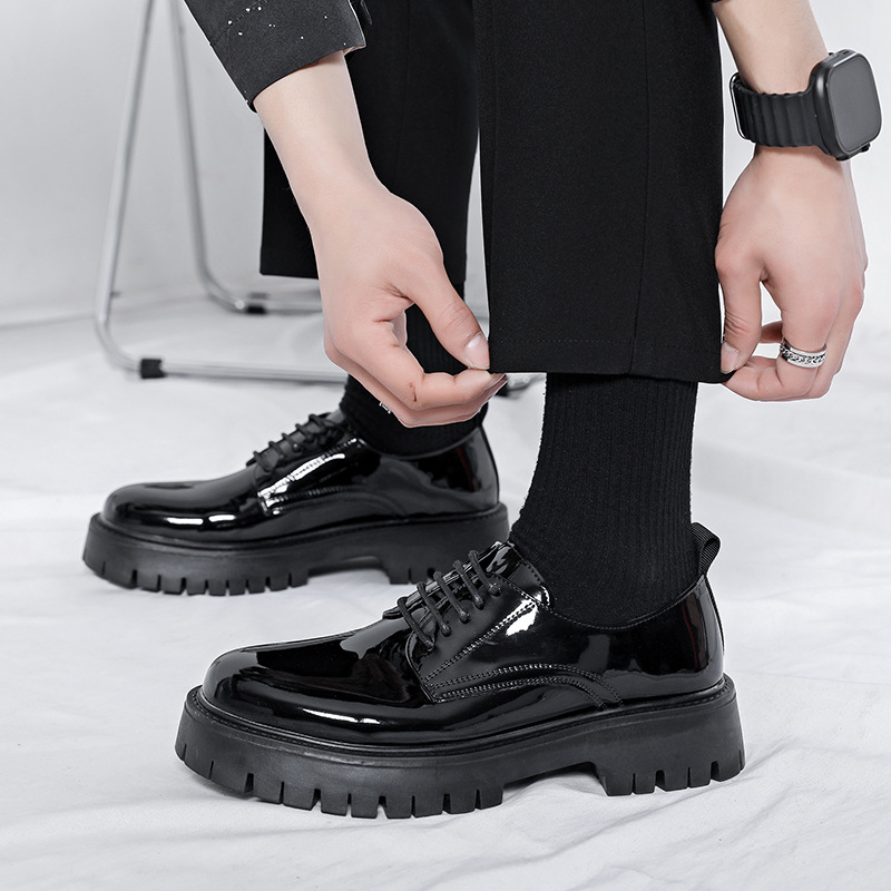 Plus Size Men's Shoes Fashion Shiny Surface Big Head Leather Shoes British Style foto 4