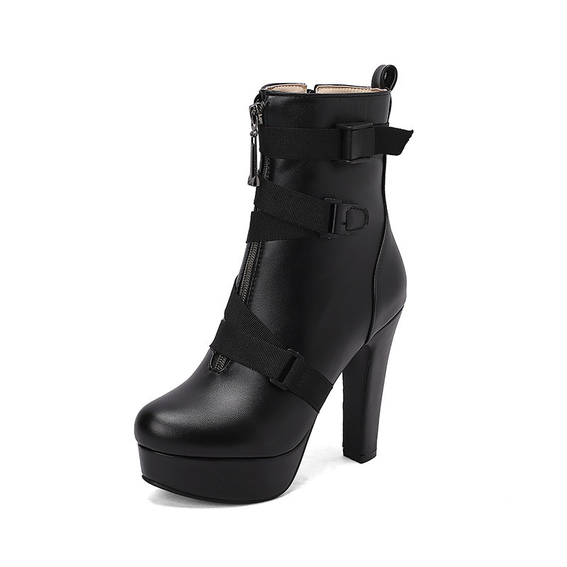 New Womens Mid-calf Boots With Thick Soles And Chunky Heels foto 3