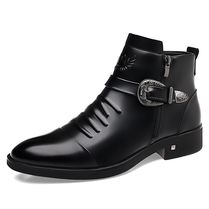 Men's Fashion British Leather Boots Business Formal Chelsea Boots foto 4
