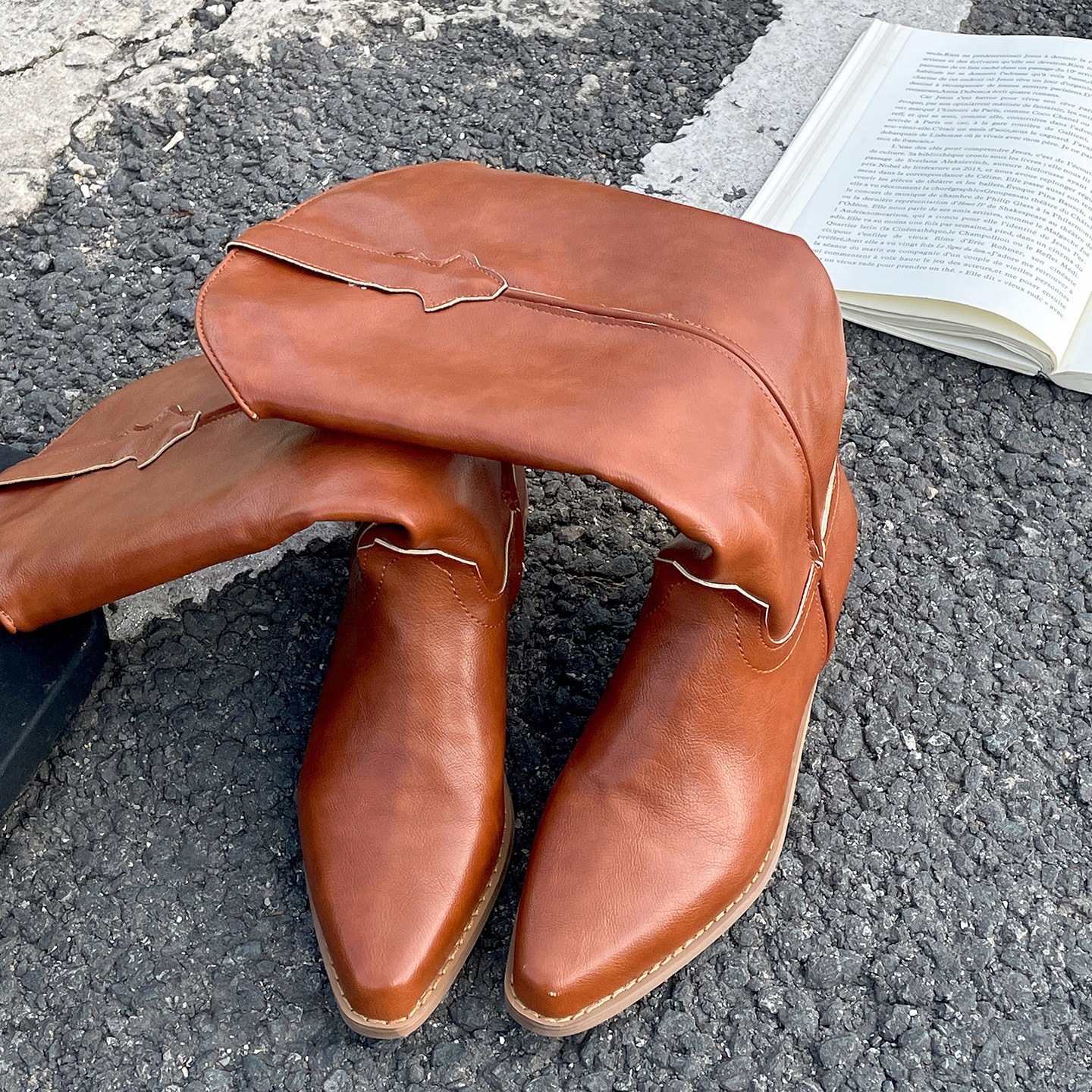 Retro Sophisticated Chunky-heel Pointed-toe Western Cowboy Boots foto 5