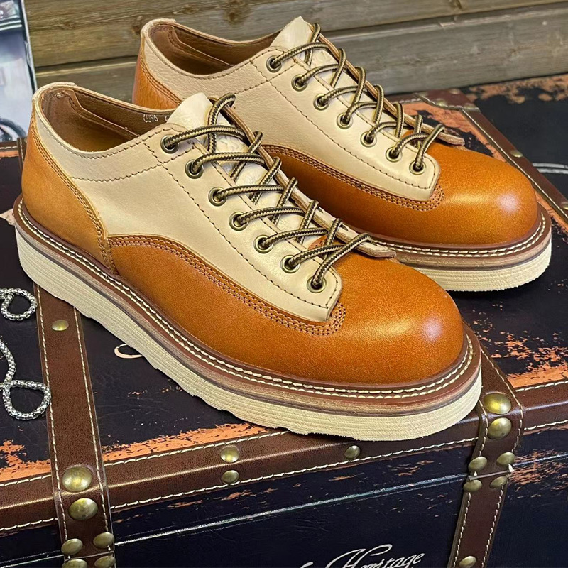 Casual Retro Old Handmade Men's Big Head Leather Shoes foto 2