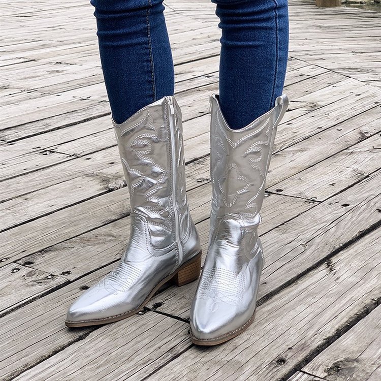 Mid-calf Solid Color Pointed Martin Boots foto 2
