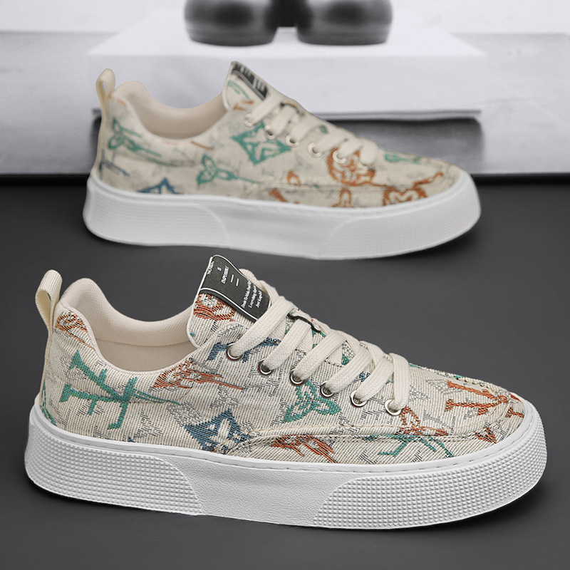 Men's Breathable Canvas Shoes Trendy Lightweight Soft Sole foto 5
