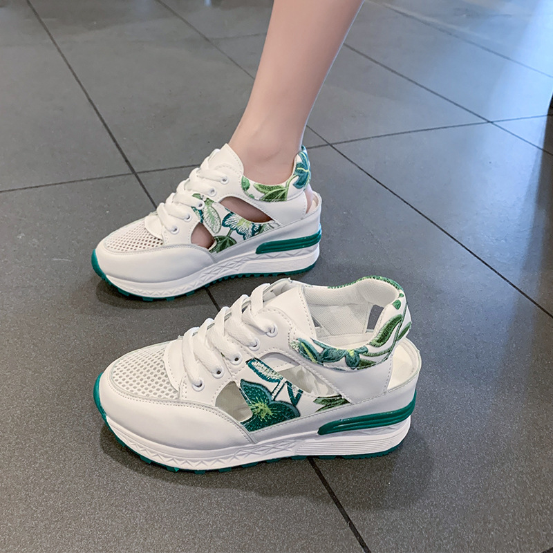 Baotou Hollowed-out Breathable Mesh Thick-soled Sneakers foto 4