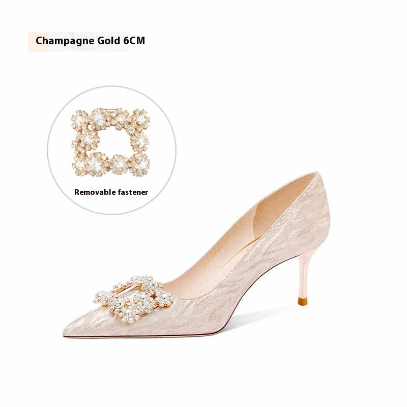 Champagne French Engagement Two-way High Heels foto 4