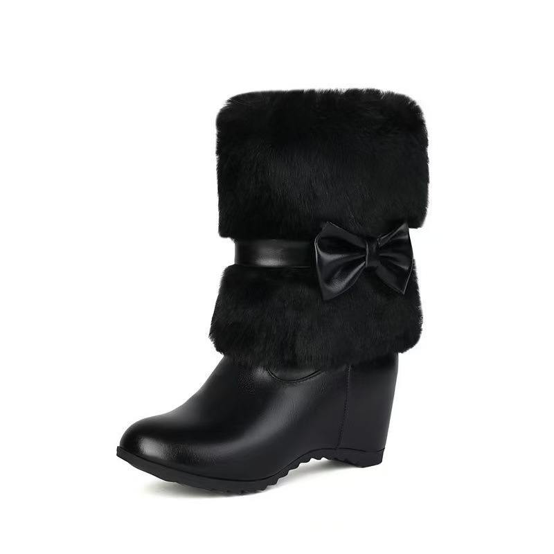 Women's Cute Low-Top Boots With Built-in Heel And Bow Accent foto 2