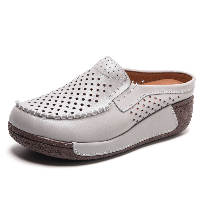 Fashionable All-match Rocking Shoes Thick-soled Muffin Closed Toe Half Slippers foto 4