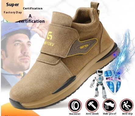 Fireproof Flower Safety Wear-resistant Steel Toe Cap Felt Buckle Welder Shoes foto 5