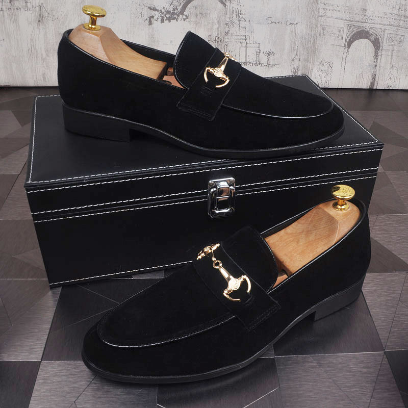 Men's Breathable Genuine Leather Slip-on Trendy Beanie Shoes Light Luxury Suede Leather Lazy Shoes foto 3