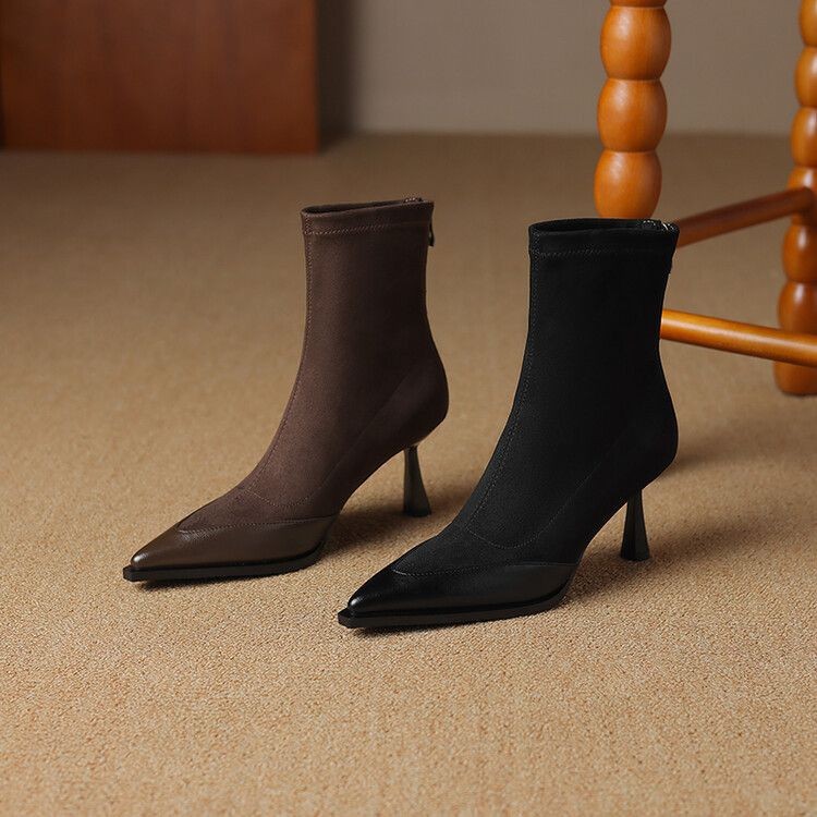 Elastic Pointed Mid-heel Ankle Boots For Women foto 4