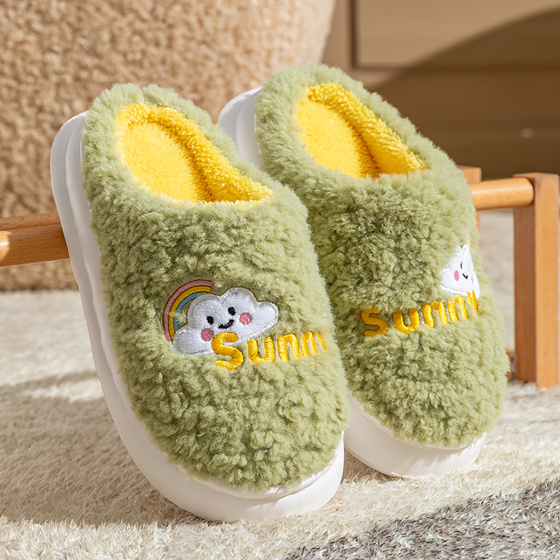 Cute Cartoon Cotton Slippers Thick Bottom Home Slippers Fashion Floor Bedroom Slipper Women Men Couples Warm House Shoes foto 4