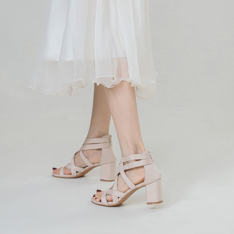 Chunky Heel Rhinestone Rome Classy High Heels foto 4